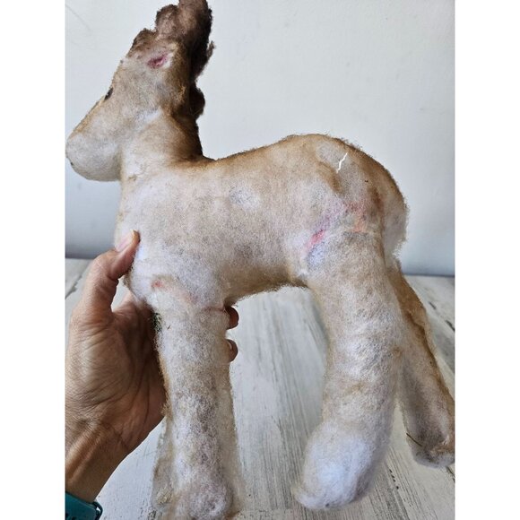 Antique deer reindeer Xmas decor standing statue figurine - Picture 12 of 13